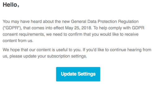 Mailchimp GDPR consent email